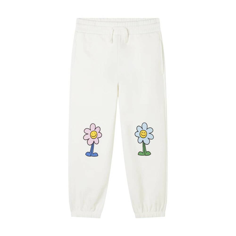 NEW STELLA MCCARTNEY girls flowers print joggers in white